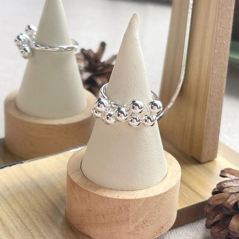S925 Sterling Silver Simple Grape Cluster Ring for Women with Round Beads - 533(45%)