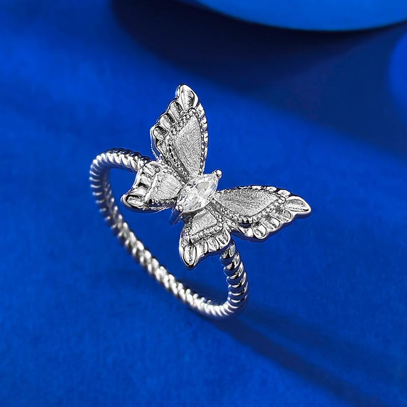 S925 Sterling Silver Brushed Dream Butterfly Ring fashion jewelry accessory woman girl promise ring Springtok-293(35%)