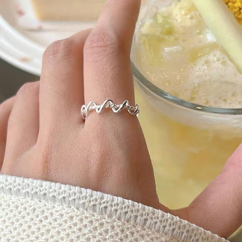 S925 Sterling Silver Wrapped Line Braided Ring Women's Open Plain Ring-534(45%)