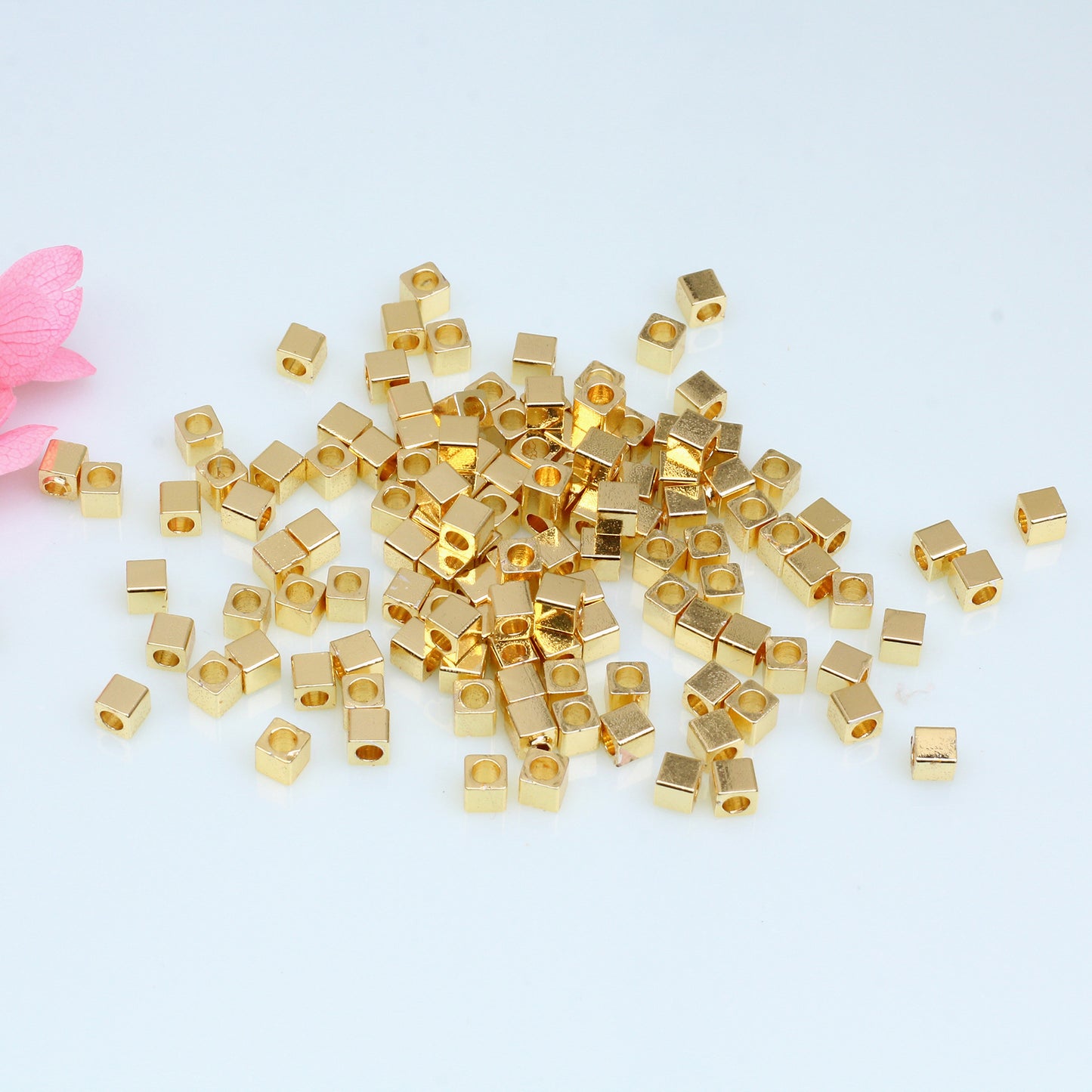 Cube Copper Beads For Jewelry DIY，Covered By 14/18K Real Gold Or Silver