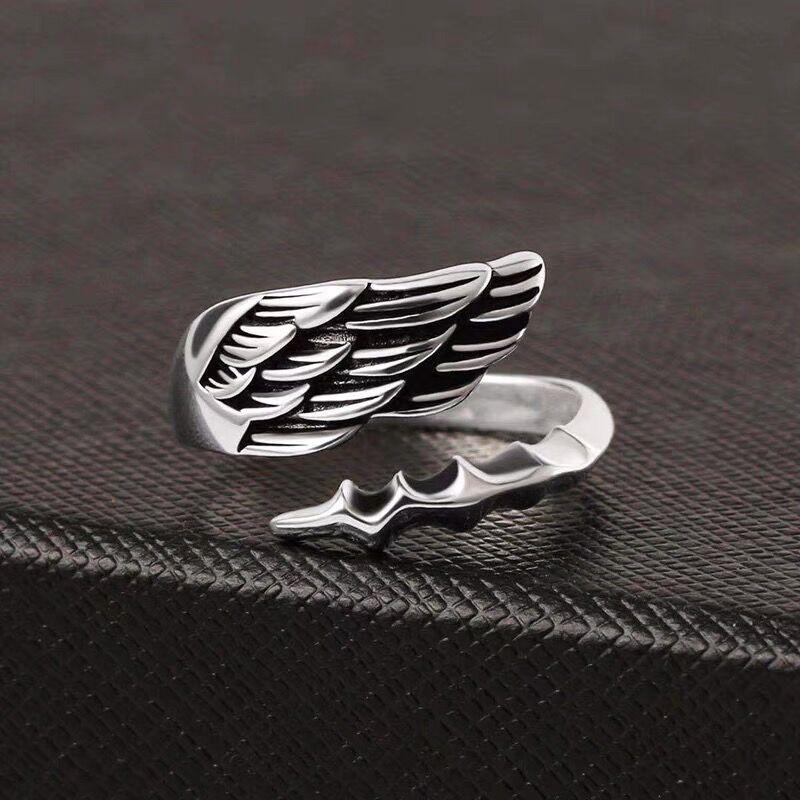 S925 Sterling Silver Vintage Angel and Demon Open Ring - 627(45%)