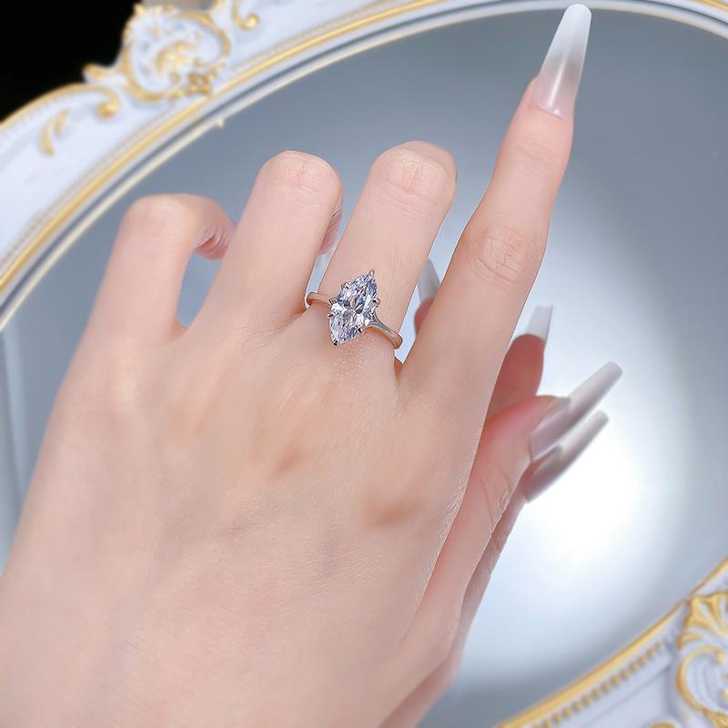 NO.11 S925 Marquise Ring 7*14mm 6A Cubic Zirconia Ring Plain Circle fashion jewelry accessory woman girl promise ring Springtok