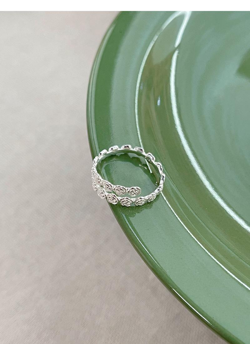 S925 Sterling Silver Rose Flower Ring Open Finger Ring For Women -528(45%)