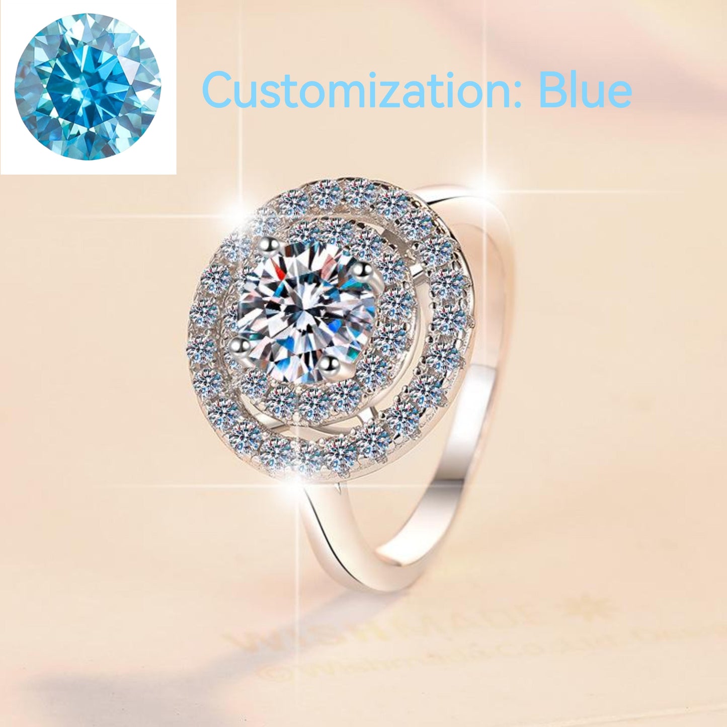 10. S925 Sterling Silver Ring Sunflower  Synthetic Moissanite