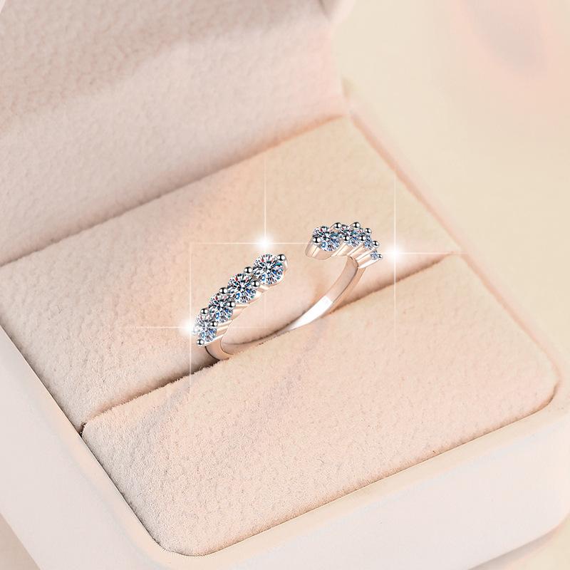 NO.089 S925 Sterling Silver Ring Eight Star Band Ring Open Ring 6A Cubic Zirconia fashion jewelry accessory woman girl promise ring Springtok