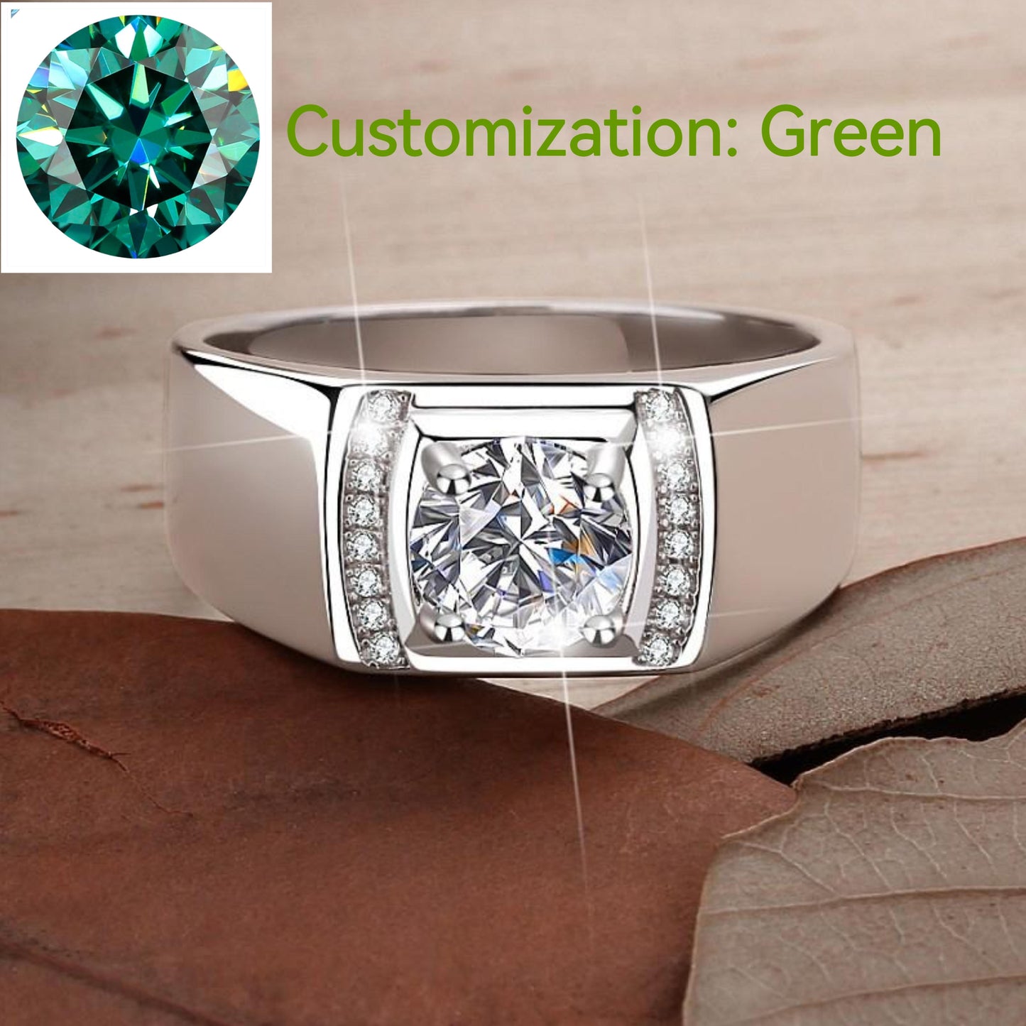 NO.155 S925 Sterling Silver Ring Inlaid with Super Flash Synthetic Moissanite fashion jewelry accessory promise ring Springtok Men's Ring