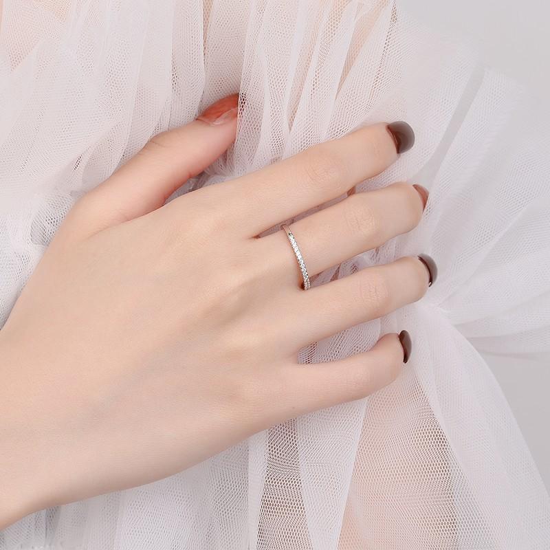 S925 Sterling Silver One-Line Band Ring Synthetic Moissanite fashion jewelry accessory woman girl promise ring-209(35%)