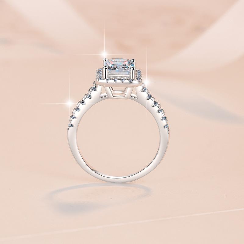 NO.117 S925 Sterling Silver Grandmother Cut Ring Synthetic Moissanite Ring fashion jewelry accessory woman girl promise ring Springtok