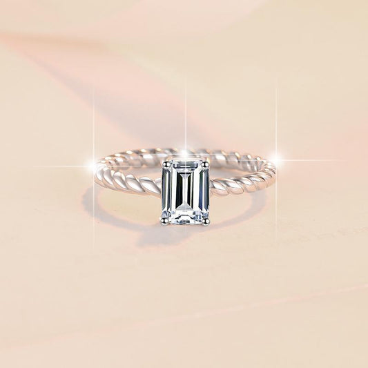 S925 Sterling Silver Vine Grandma cut Ring Synthetic Moissanite Ring 1Carat 5*7mm-241(35%)