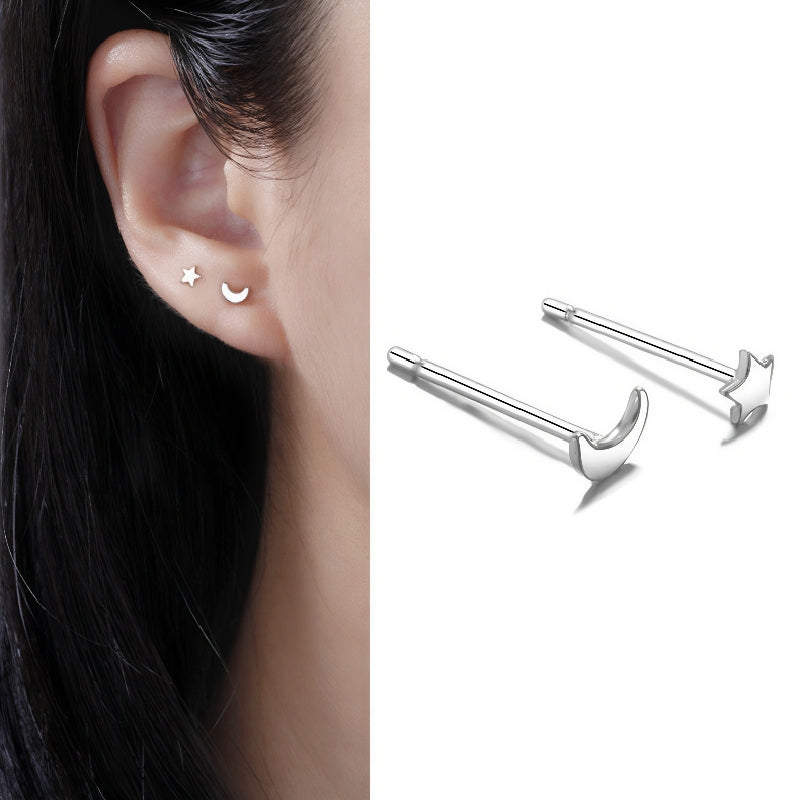 S999 Full Silver Ear Stud, Nourishing Ear Piercing, Prevent Allergies(A pair)