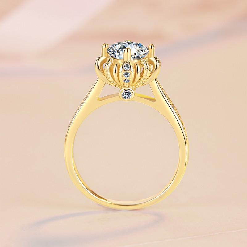 S925 Sterling Silver Rose Fountain Shaped Ring Synthetic Moissanite Ring 1Carat-273(35%)