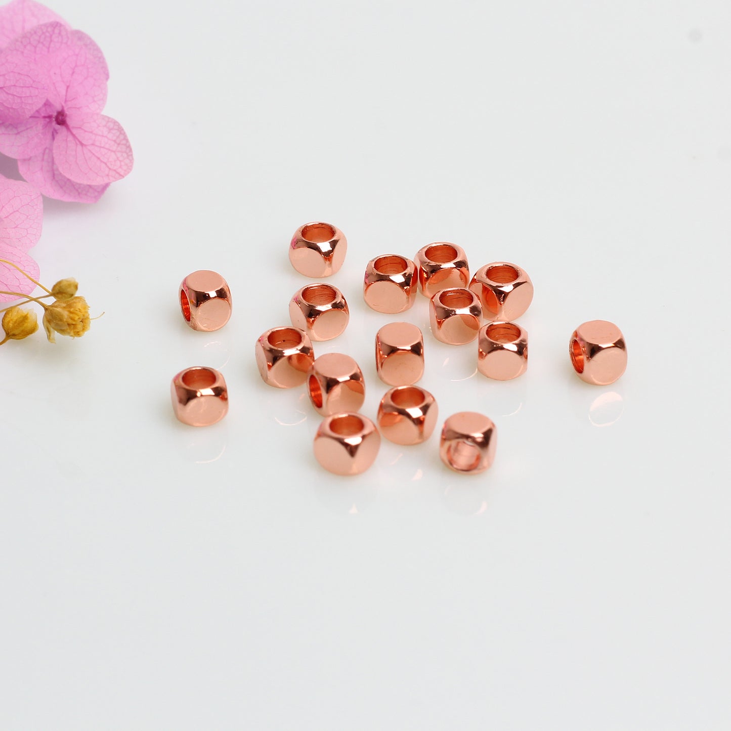 Square Copper Beads For Jewelry DIY，Covered by 14/18K Real Gold