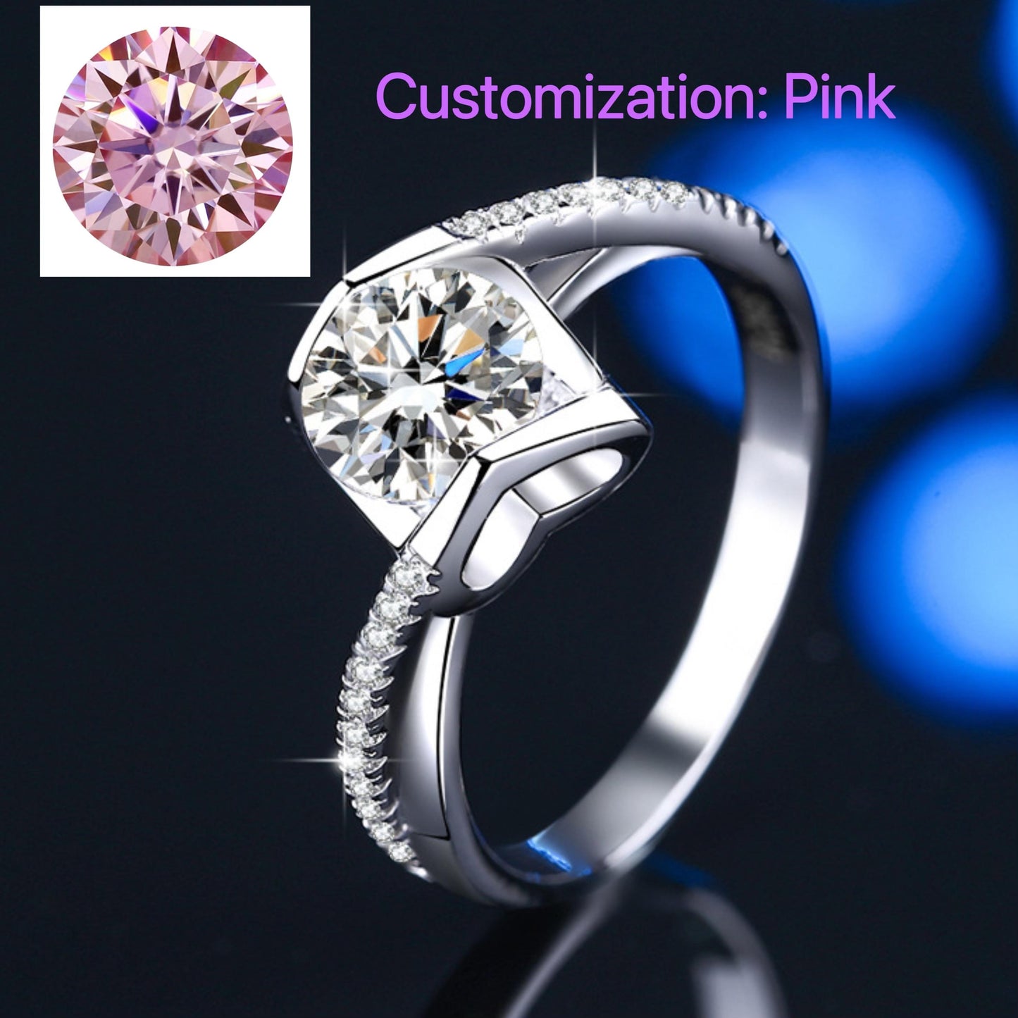 NO.120 S925 Sterling Silver Angel Kiss Ring Synthetic Moissanite Ring fashion jewelry accessory woman girl promise ring Springtok