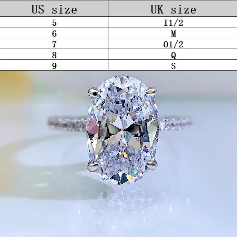 S925 Sterling Silver Radiant Cut Oval Four-Claw Ring 8*12 8A Cubic Zirconia Ring fashion jewelry accessory woman girl promise ring-119(35%)