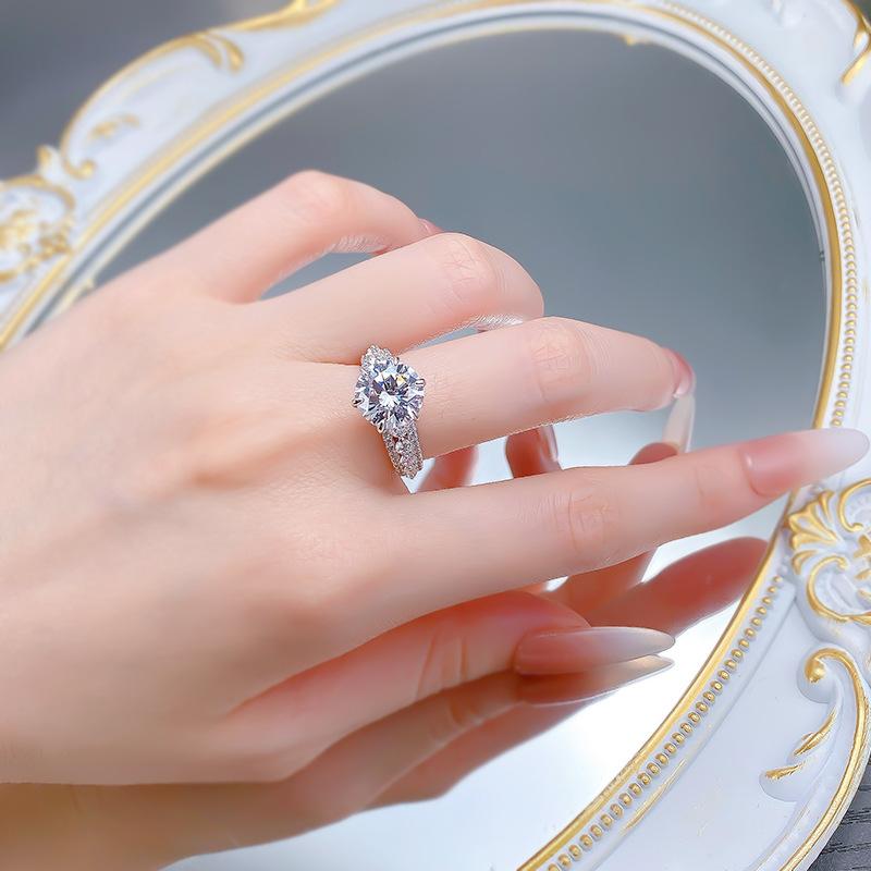 S925 Sterling Silver Round Six claws 10*10mm 6A Cubic Zirconia Ring-435(25%)