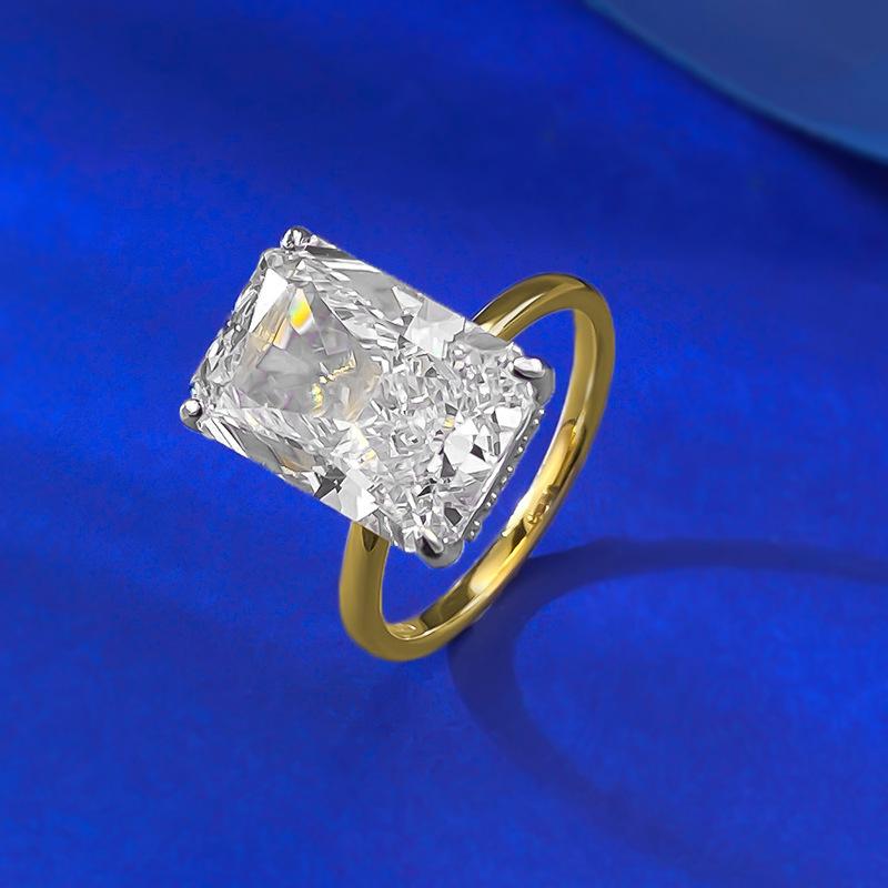 S925 Sterling Silver Ice Flower Cut Rectangular Ring 9*13mm 8A Cubic Zirconia Ring-106(35%)