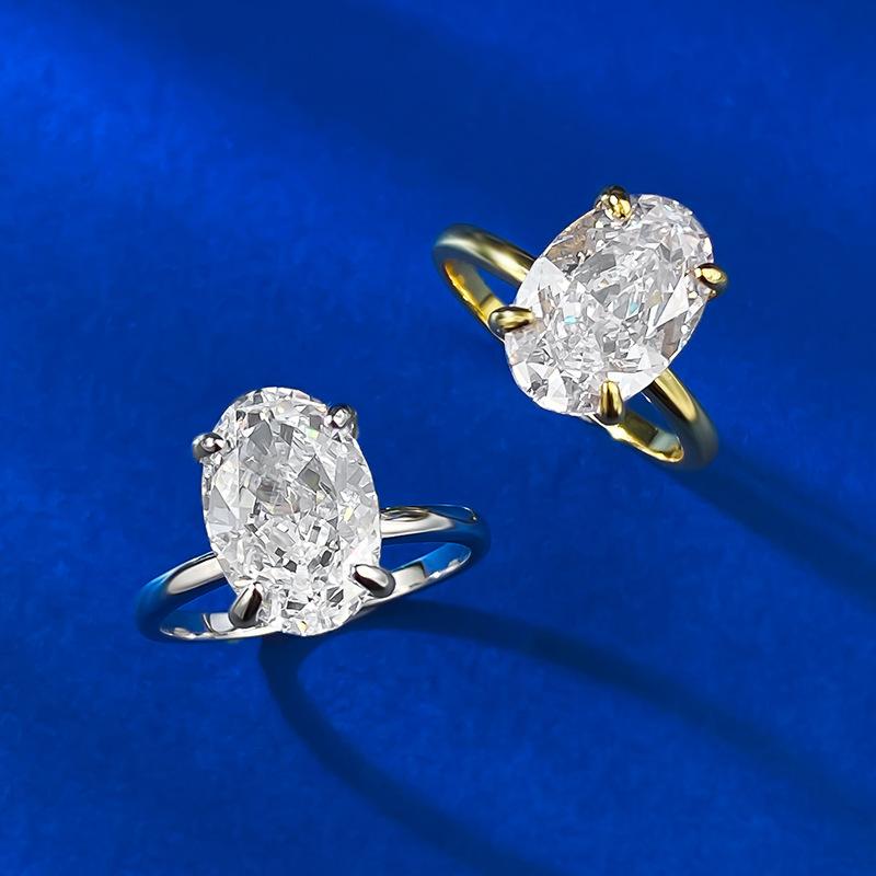 S925 sterling silver oval cut pigeon egg Ring 8*12mm 8A cubic zirconia ring-231(35%)