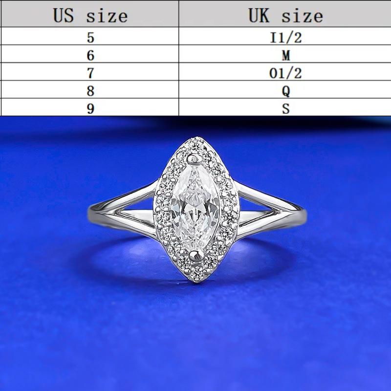 S925 Sterling Silver Marquise Horse Eye Ring 4*8mm 6A Cubic Zirconia Ring-198(35%)