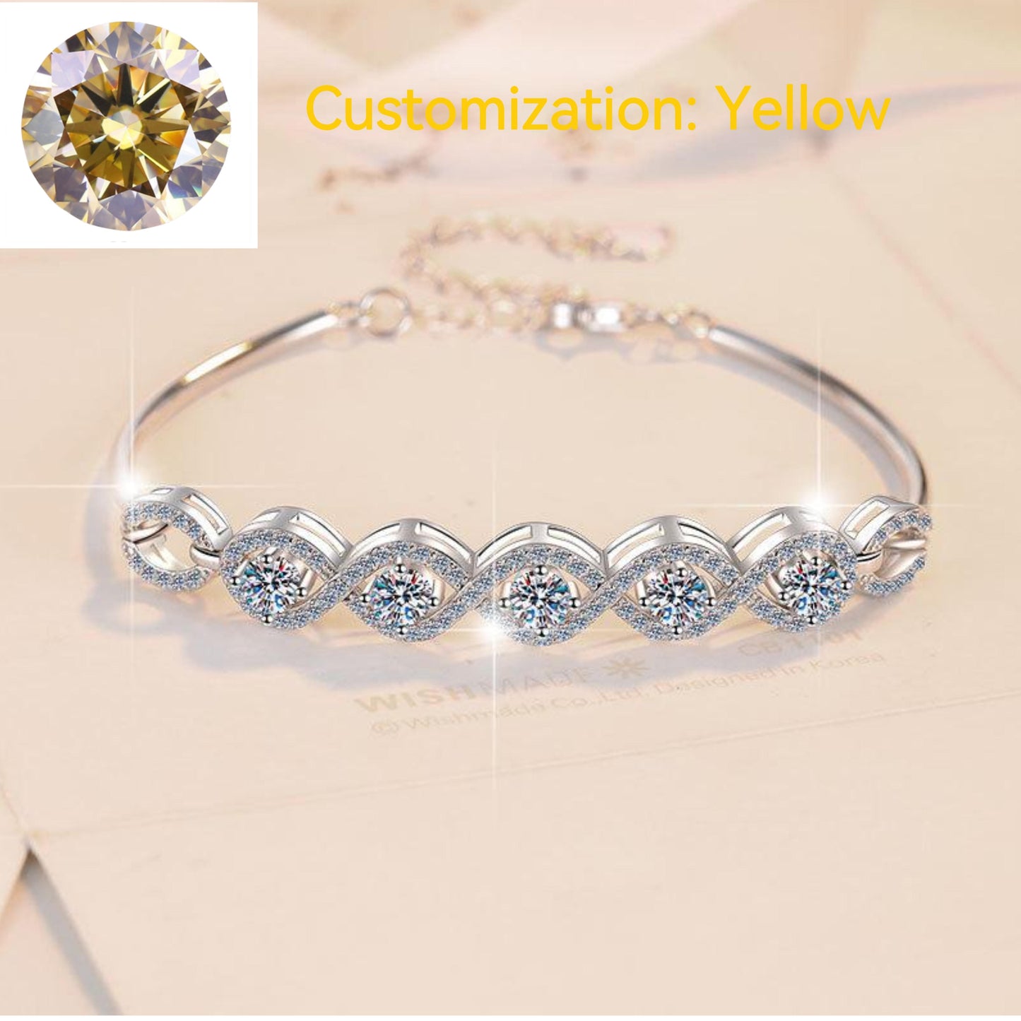 52. S925 Sterling Silver Five Stars Bracelet Synthetic Moissanite Bracelet