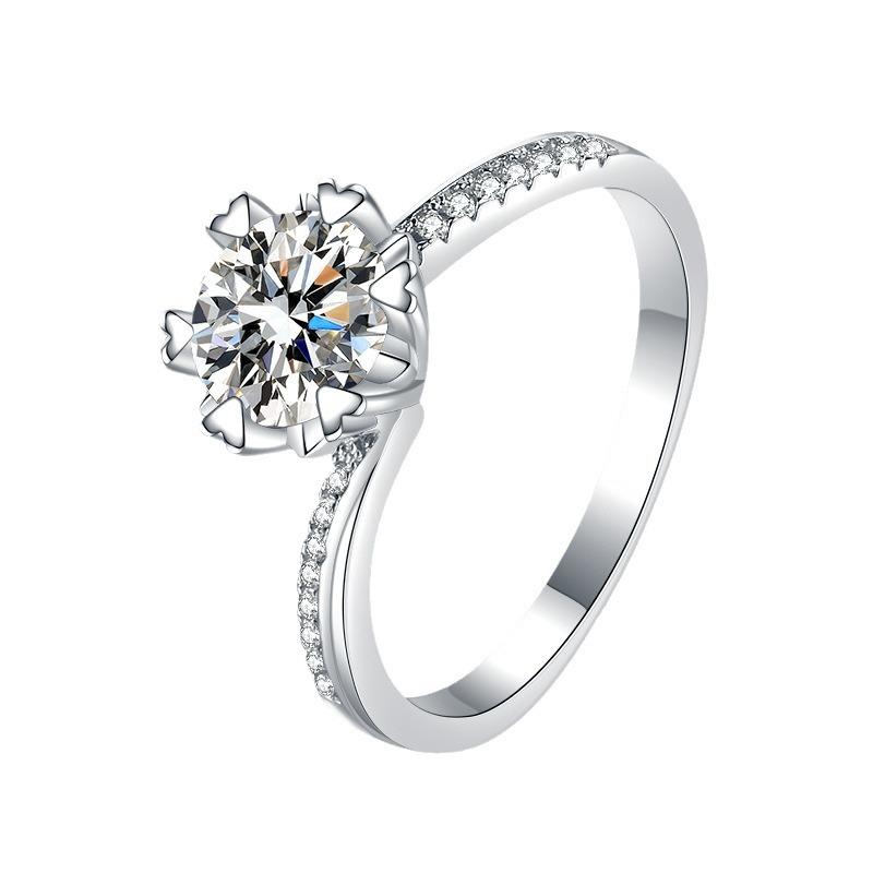 NO.109 S925 Sterling Silver Swing Arm Snowflake Ring/2 Carat/ Synthetic Moissanite Ring fashion jewelry accessory woman girl promise ring Springtok