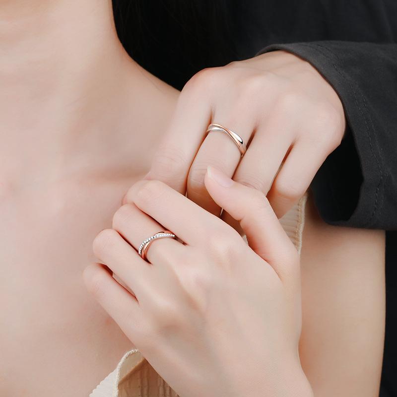 S925 Sterling Silver Mobius Couple Ring Cross Open Ring -555(45%)