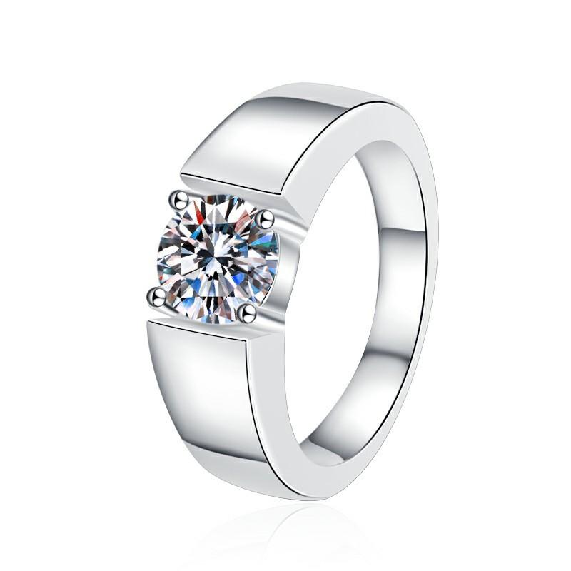 Synthetic Moissanite S925 Sterling Silver Simple Men's Ring Couple Ring Proposal Ring