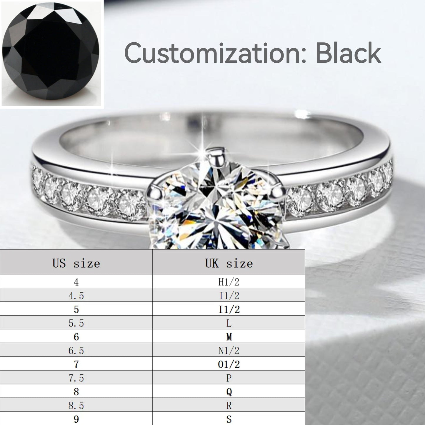 S925 Sterling Silver Ring Six-Claw Crown  Synthetic Moissanite fashion jewelry accessory woman girl promise ring Springtok-341(35%)