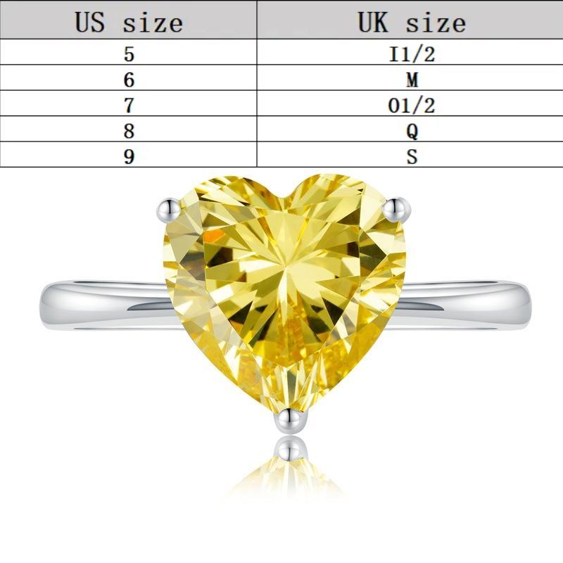 S925 Sterling Silver Heart Cut Heart-Shaped Ring 10*10 6A Cubic Zirconia Ring 4 Carat fashion jewelry accessory woman girl promise ring-229(35%)