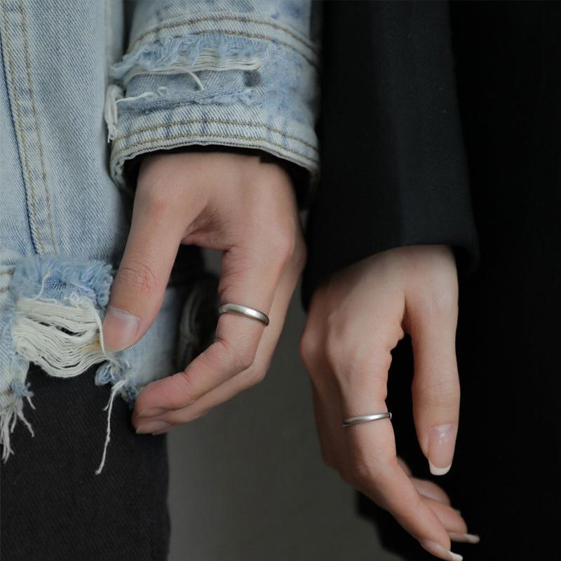 S925 Sterling Silver Matte Couple Rings Plain Band - 537 weddingring(45%)