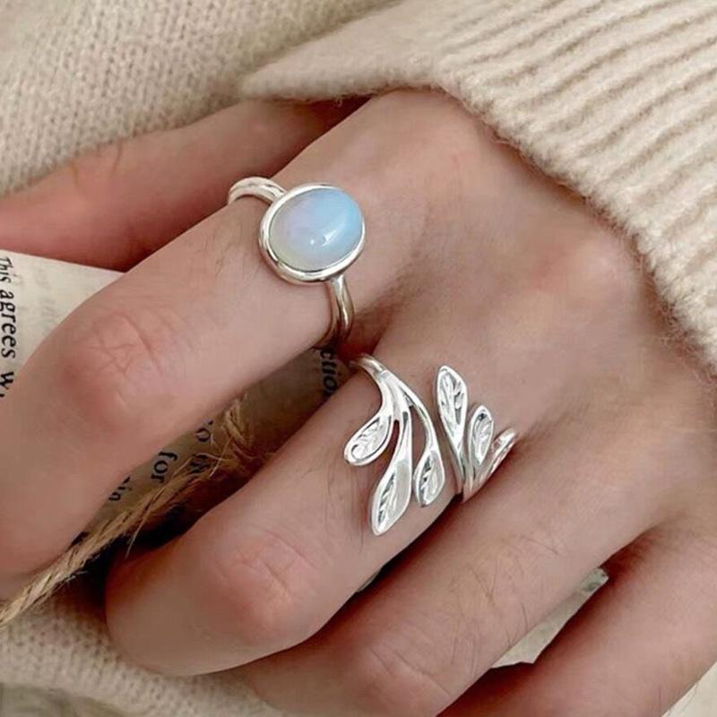S925 Sterling Silver Vine Leaf Ring for Women Open Ring -524 leaf  ring(45%)