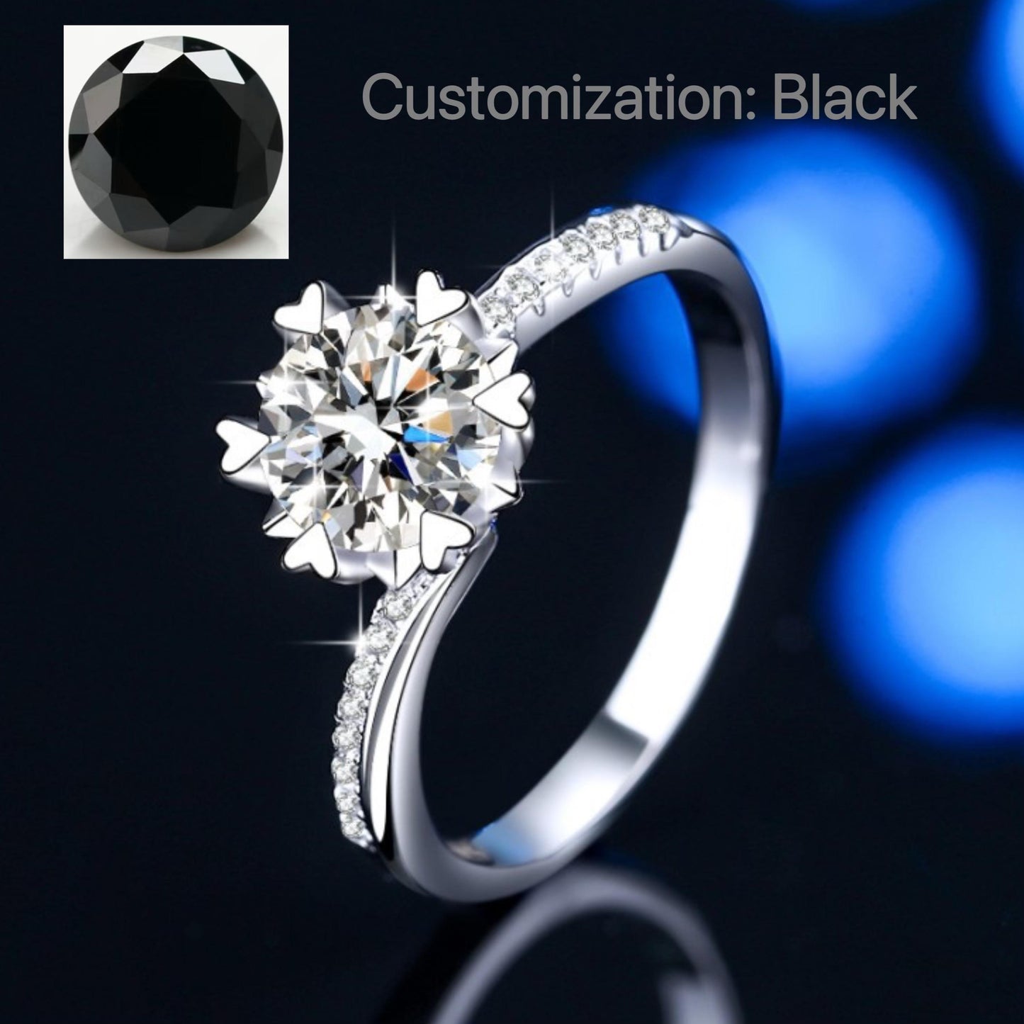 NO.109 S925 Sterling Silver Swing Arm Snowflake Ring/2 Carat/ Synthetic Moissanite Ring fashion jewelry accessory woman girl promise ring Springtok