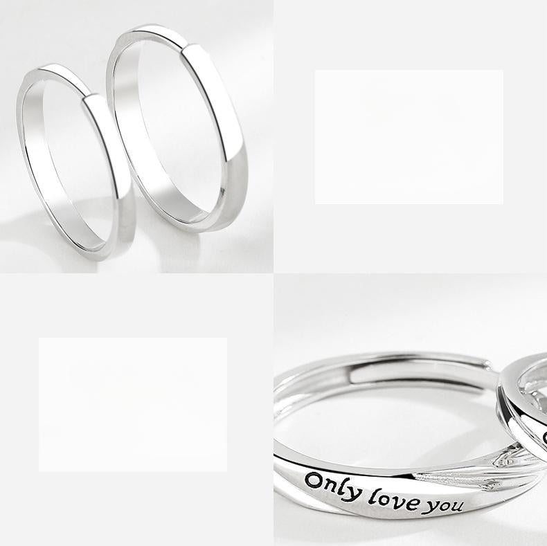 S925 Sterling Silver casual English Letter Couple Ring-557 jewellery  with  meaning(45%)