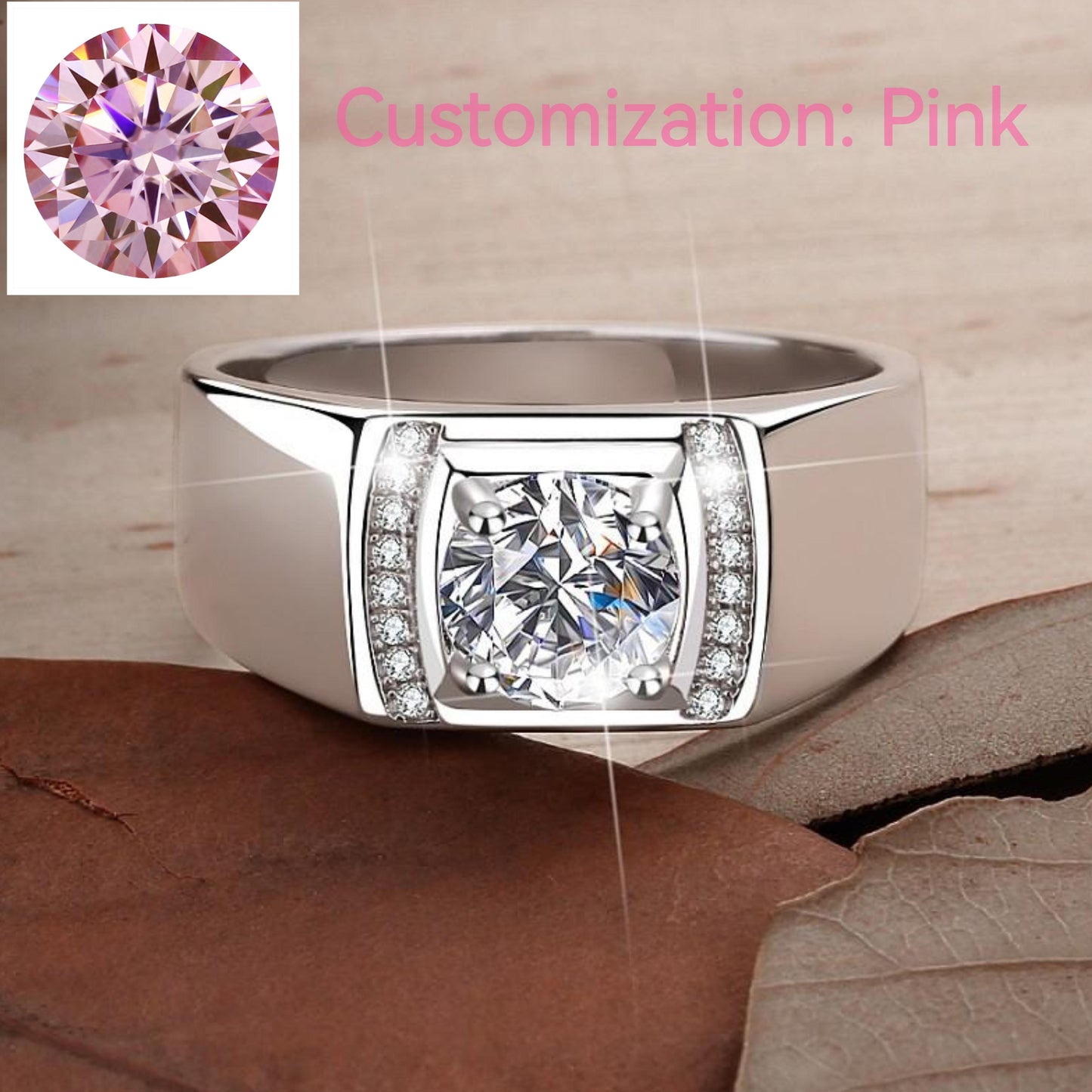 NO.155 S925 Sterling Silver Ring Inlaid with Super Flash Synthetic Moissanite fashion jewelry accessory promise ring Springtok Men's Ring