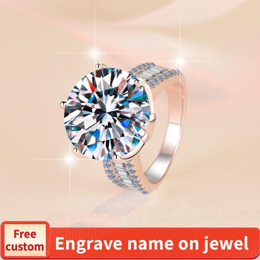 S925 Sterling Silver 10 Karat Ring Synthetic Moissanite Ring fashion jewelry accessory woman girl promise ring Springtok daily clothing decor jewelry gift design ring-248(1%)