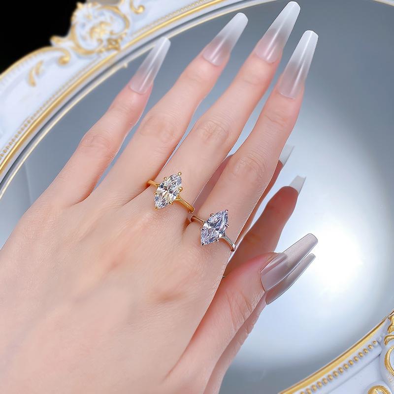 NO.11 S925 Marquise Ring 7*14mm 6A Cubic Zirconia Ring Plain Circle fashion jewelry accessory woman girl promise ring Springtok