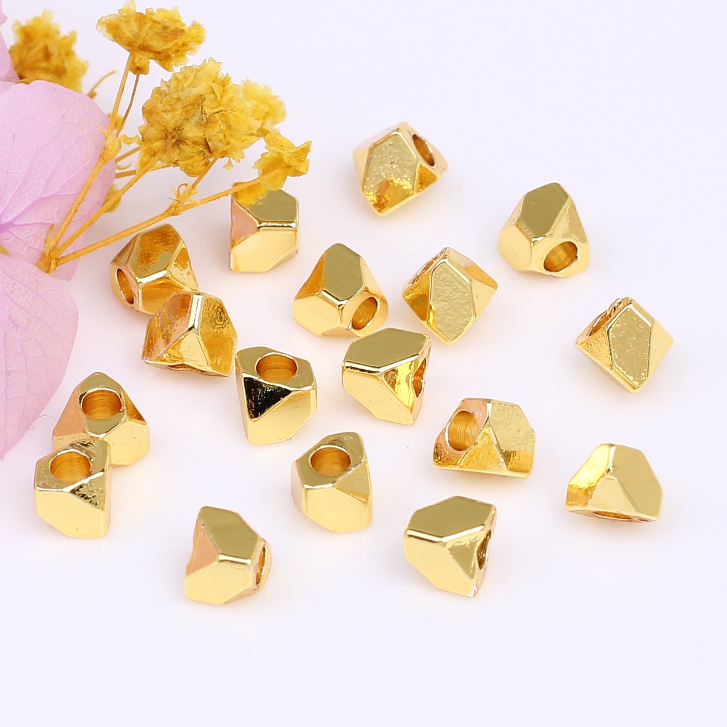 Irregular Shaped Copper Beads  For Jewelry DIY，Covered by 14/18K Real Gold Or Silver