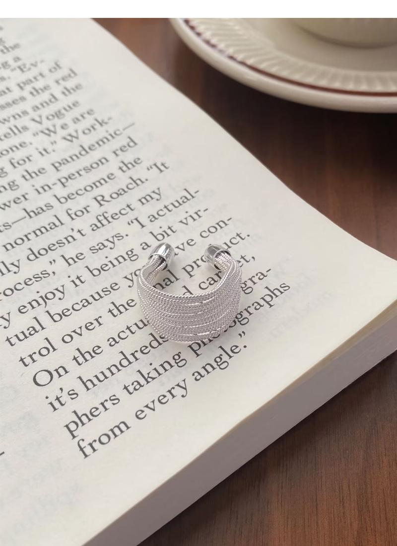 S925 Sterling Silver Minimalist Multi-layer Line Geometry Open Ring for Women -508(45%)