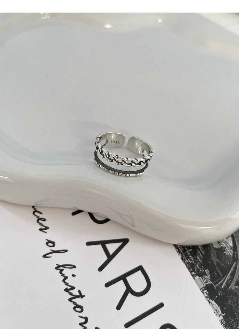 S925 Sterling Silver Vintage Double Layer Chain Ring for Women - 501(45%)