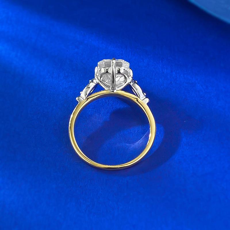 S925 Sterling Silver Ice Flower Cut Three stones Square 7*9mm 8A Cubic Zirconia Ring-122(45%)