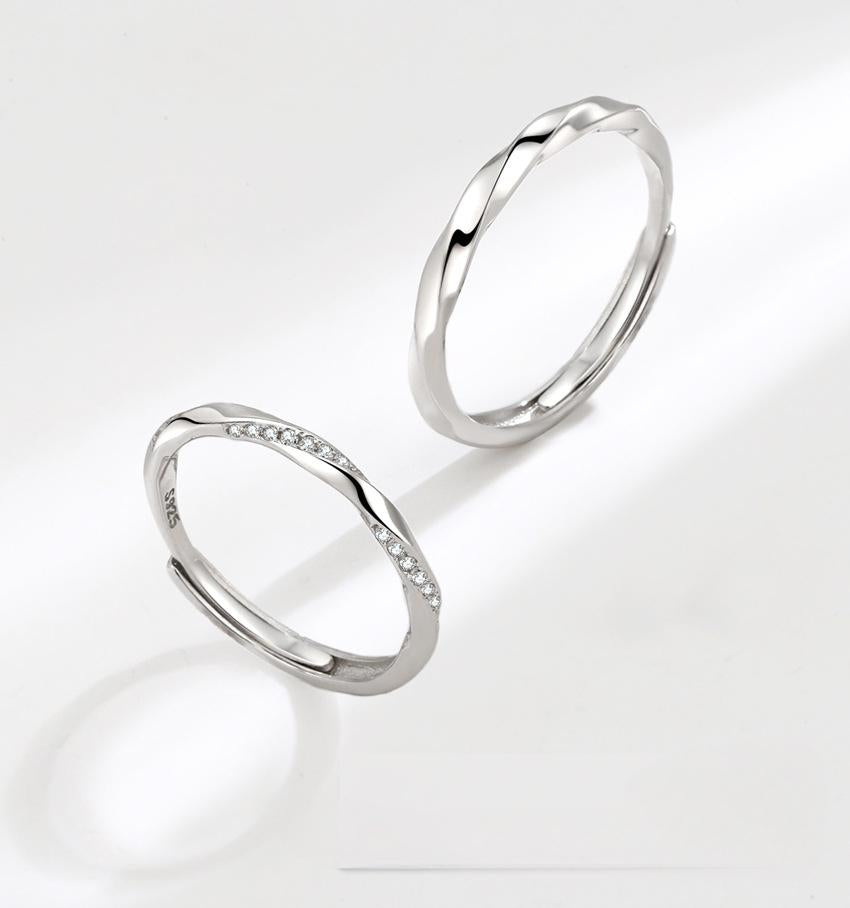 S925 Sterling Silver Mobius Simple Couple Open Ring -481 weddingring(45%)