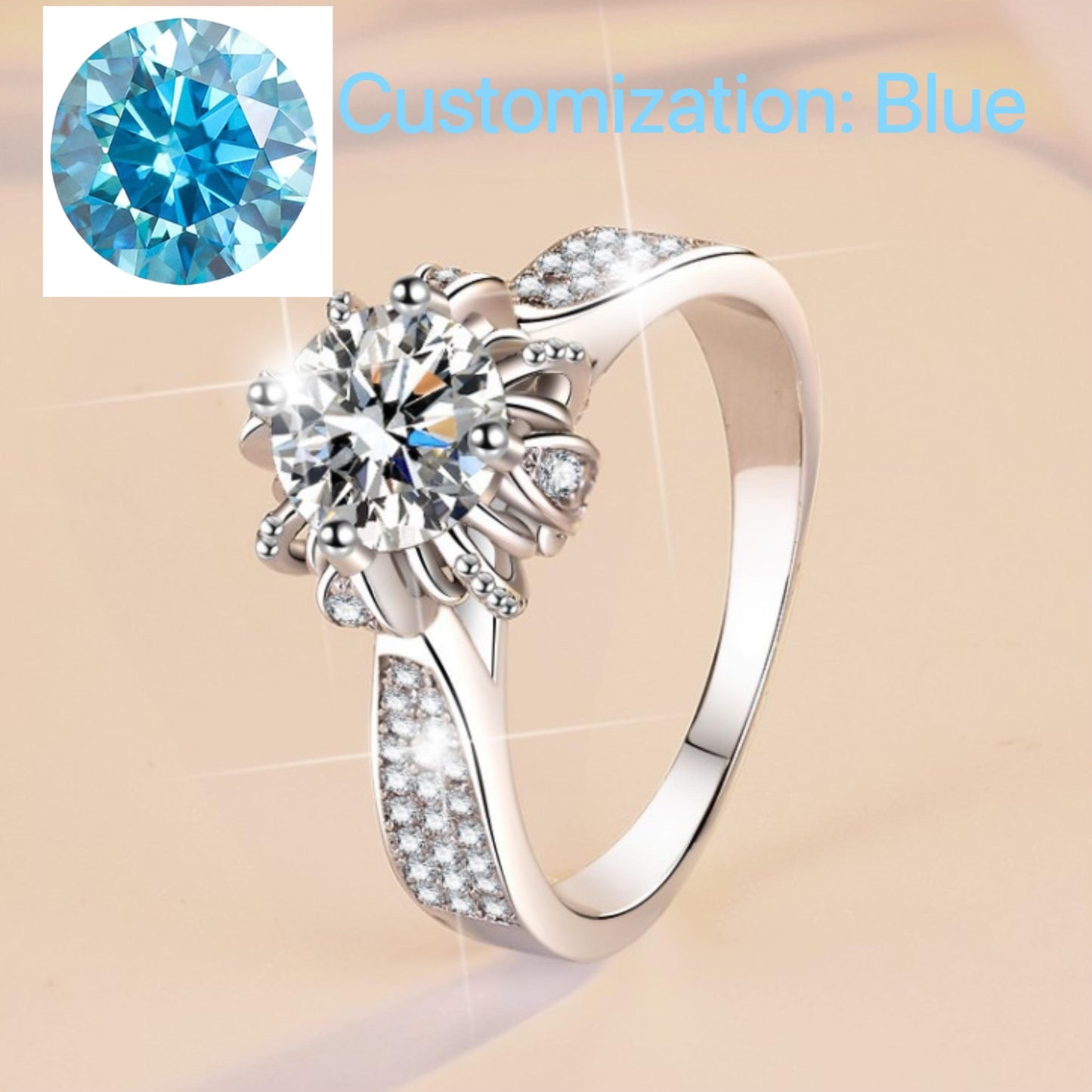 NO.111 925 Sterling Silver Rose Bud Ring Synthetic Moissanite Ring fashion jewelry accessory woman girl promise ring Springtok