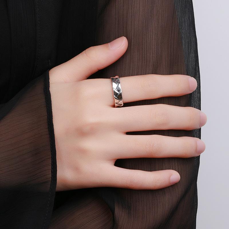 S925 Sterling Silver Vintage Distressed Braided Twist Open Ring -625(45%)