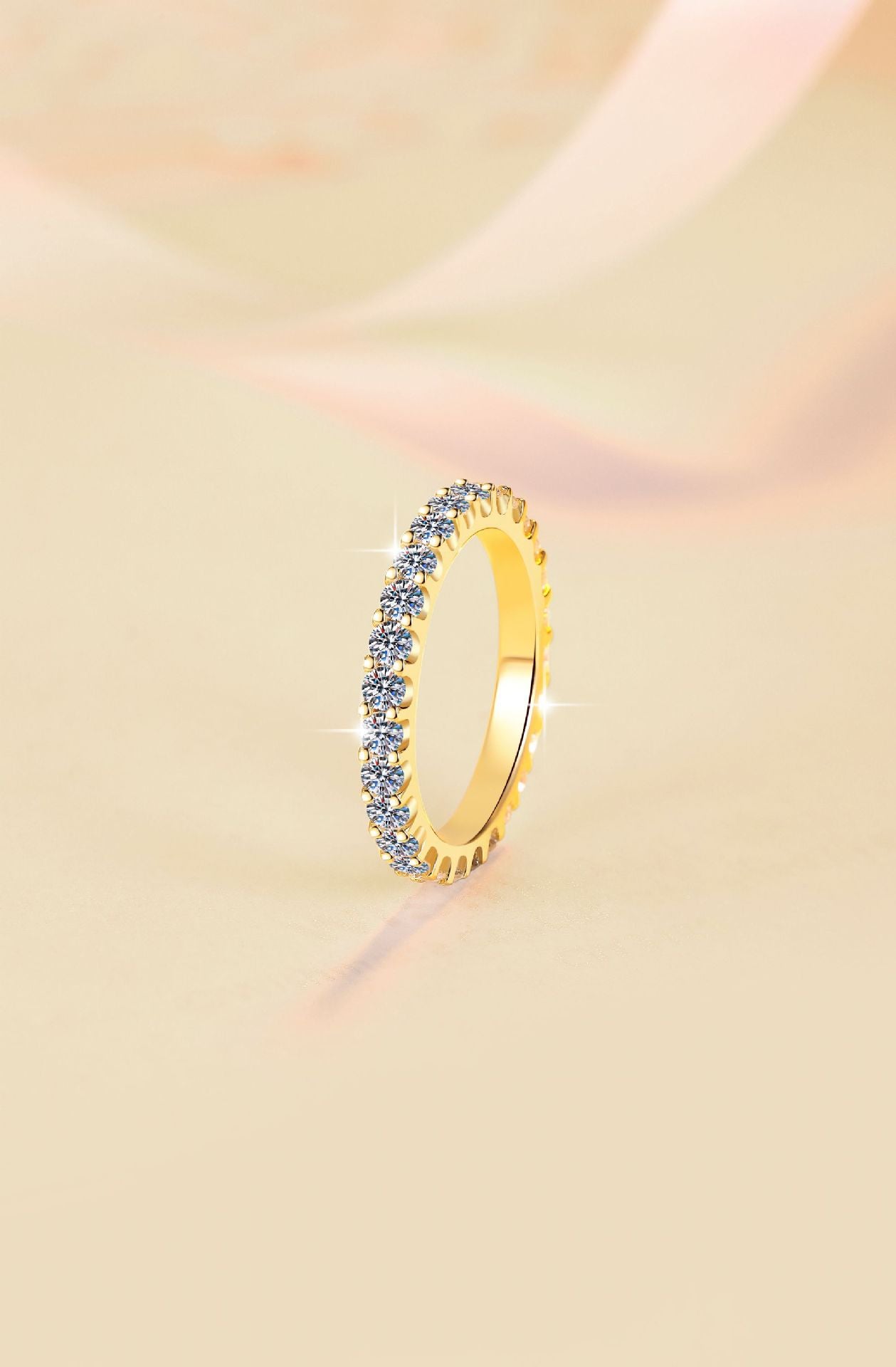 S925 Sterling Silver Full Band Row Moissanite fashion jewelry Ring-581(35%)