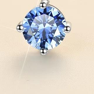 S925 Sterling Silver High Grade Blue Synthetic Moissanite Pendant /1 carat/Six Claw/Certified Synthetic Moissanite/High Grade Of D Color E Cut VVS1 Clarity