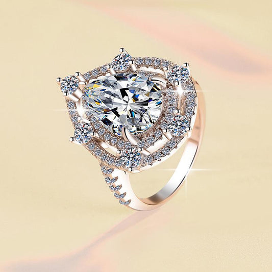 8A Cubic Zirconia S925 Sterling Silver Water Drop Pear Shape Ring 5 Carats-449(25%)