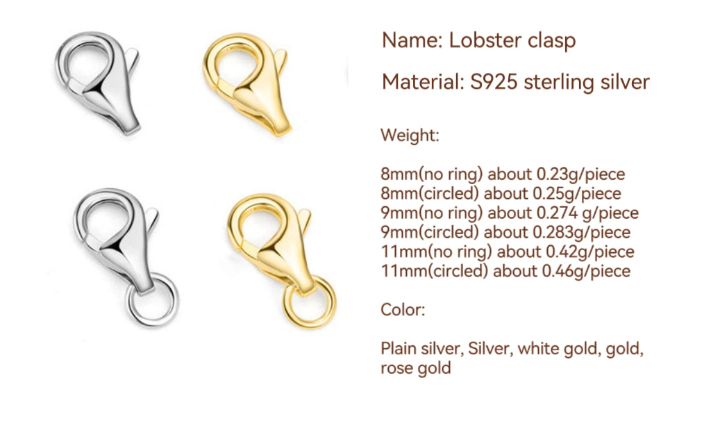 S925 Sterling Silver Lobster Buckle(2 pcs)