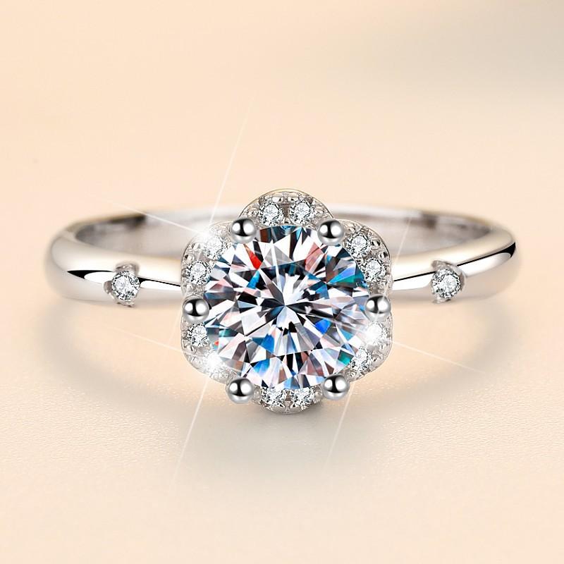 NO.110 S925 Sterling Silver Six-Claw Ring Synthetic Moissanite Ring fashion jewelry accessory woman girl promise ring Springtok
