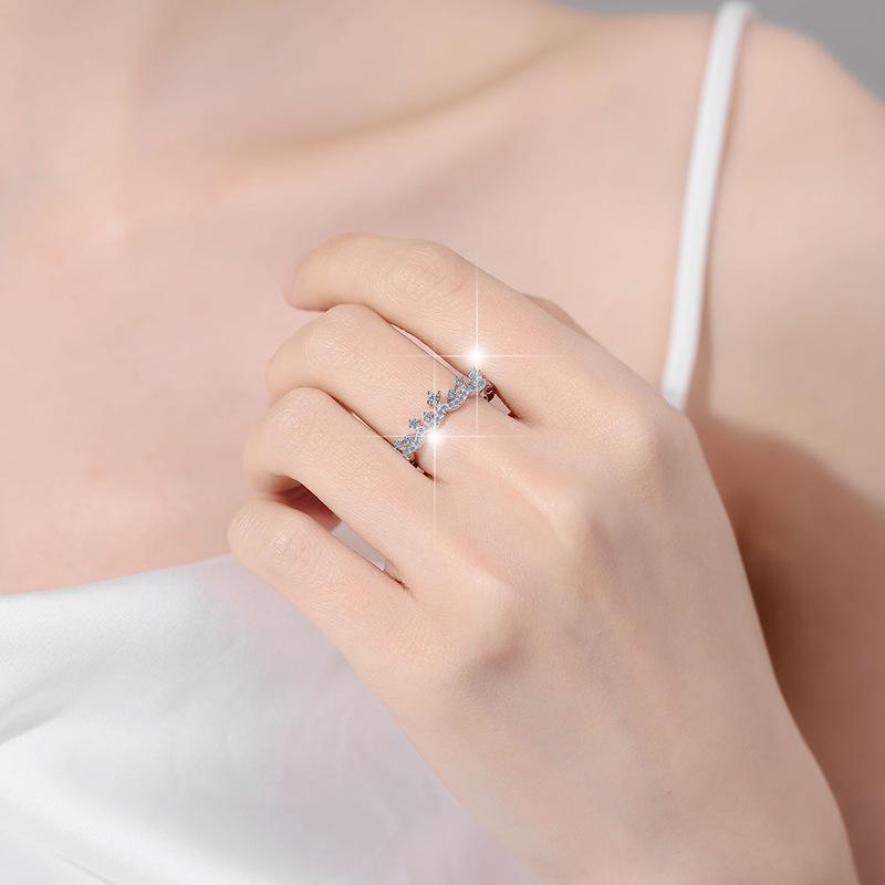 S925 Sterling Silver Twin Crown Ring Synthetic Moissanite Ring fashion jewelry accessory woman girl promise ring-252(35%)