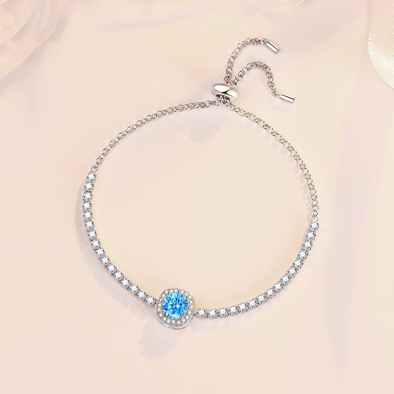 54. S925 Sterling Silver Starry Sky Bracelet Colored Synthetic Moissanite Bracelet