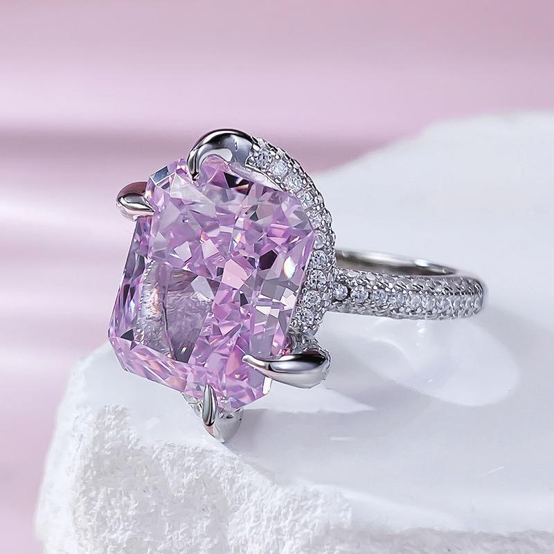 S925 Sterling Silver Purple Rectangular 10*12 mm 8A Cubic Zirconia Ring-428(25%)